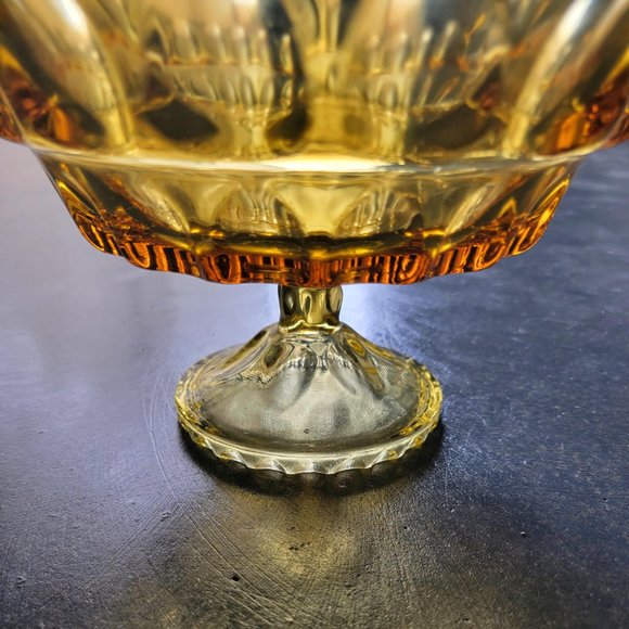 1960s Vintage Viking Georgian Amber Pedestal Trifle Fruit/Salad Bowl - Picture 4 of 7